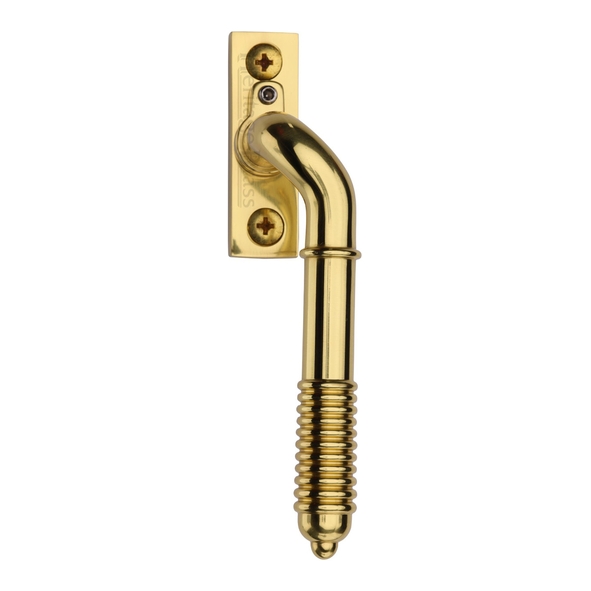 V895L RH-PB  Right Hand  Polished Brass  Heritage Brass Locking Reeded Cranked Espagnolette Fastener